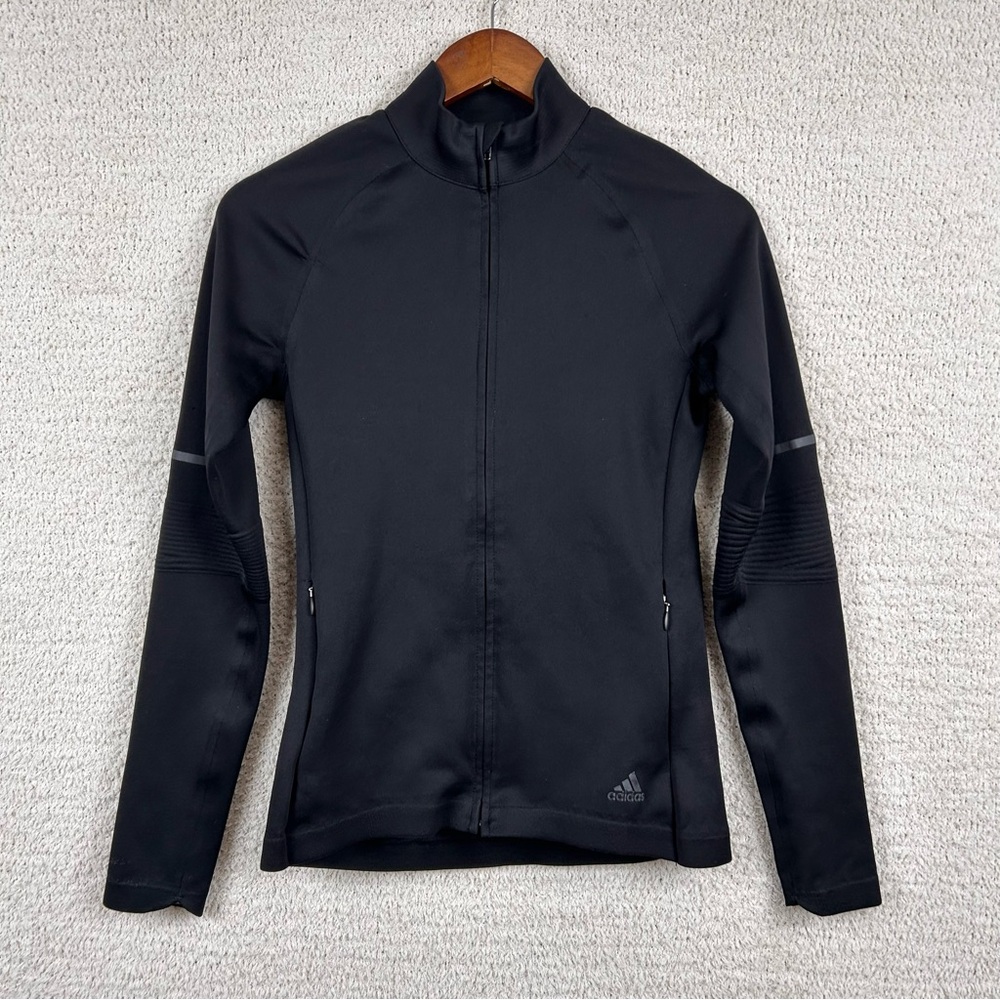 Adidas Jacket‎ Womens XS Black Long Sleeve Training Running Gym Front Zip